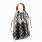 New round handle strands black camel beach bag woven bag 2 colors