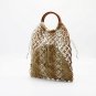 New round handle strands black camel beach bag woven bag 2 colors