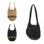 Z new hand ticking shoulder grass package flower knitted art handbag retro weaving 2 colors