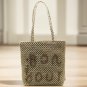 New letter woven bag single shoulder beach straw bag 2 colors