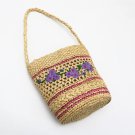 Craft cylinder hand embroidered straw bag raffia woven bag shoulder bag