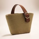 New style portable straw bag button fashion woven bag tote bag 2 colors