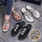 Flip-flops women's summer sandals with rhinestones beach rhinestone flat bottom 3 colors