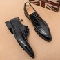 Men's Crocodile pattern business breathable casual hairstylist shoes 2 colors