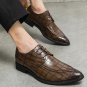 Men's Crocodile pattern business breathable casual hairstylist shoes 2 colors