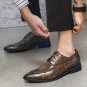 Men's Crocodile pattern business breathable casual hairstylist shoes 2 colors