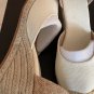 French wedges straw toe heeled women's canvas bomsia lace-up sandals 4 colors