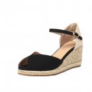 Women's summer French canvas platform heeled sandals 2 colors Women's summer French canvas platform heeled sandals 2 colors