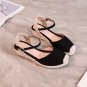 New round toe hollow sandals women's platform wedge sandals