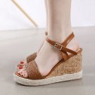 Woven back strap-on wedge sandals Woven back strap-on wedge sandals