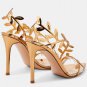 New metallic patent leather stiletto heeled open-toe sandals