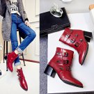 Vintage belt buckle roman short martin boots thick heel boots 3 colors