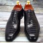 Handmade Men's Dress Crocodile pattern Office Wedding Shoes Genuine Leather Stitching 2 colors
