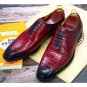 Handmade Men's Dress Crocodile pattern Office Wedding Shoes Genuine Leather Stitching 2 colors