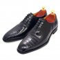 Handmade Men's Dress Crocodile pattern Office Wedding Shoes Genuine Leather Stitching 2 colors
