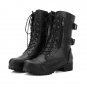 New belt buckle casual lace-up low martin boots low heel women's boots 2 colors