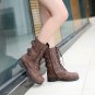 New belt buckle casual lace-up low martin boots low heel women's boots 2 colors