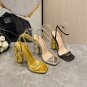 Fashionable square toe shallow mouth buckle strap high heels 3 colors
