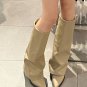 Fat mm thick legs genuine leather thick bottom trouser boots wide tube knight long boots