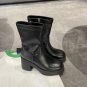 Women's genuine leather mid-calf martin boots high heel elastic ankle boots