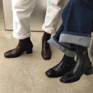 Women's small square toe short boots soft leather martin boots 2 colors Women's small square toe short boots soft leather martin boots 2 colors