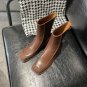 Women's small square toe short boots soft leather martin boots 2 colors