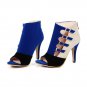 Colorblocked belt buckle fish mouth shoes Roman sandals