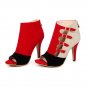 Colorblocked belt buckle fish mouth shoes Roman sandals