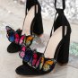 High Heels Embroidered 3D Suede Butterfly High Heel Sandals 2 colors