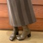 Vintage thick heel genuine leather women's ankle stretch short boots 2 colors