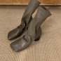 Vintage thick heel genuine leather women's ankle stretch short boots 2 colors
