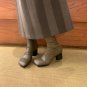 Vintage thick heel genuine leather women's ankle stretch short boots 2 colors