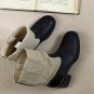 Linen stitching mid-tube women's thick heel Martin boots