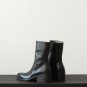 Square toe genuine leather thick heel Martin boots retro knight women boots
