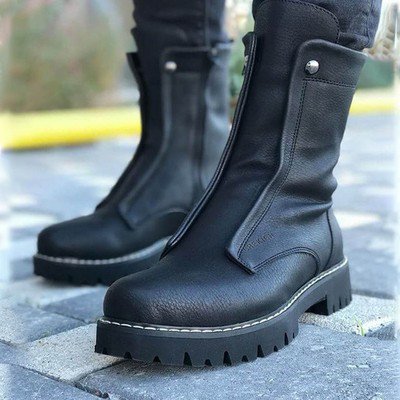 Round toe men's short barrel Martin boots thick sole rivet shoes