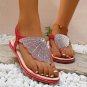 New style fan rhinestone woven beach sandals for women 3 colors