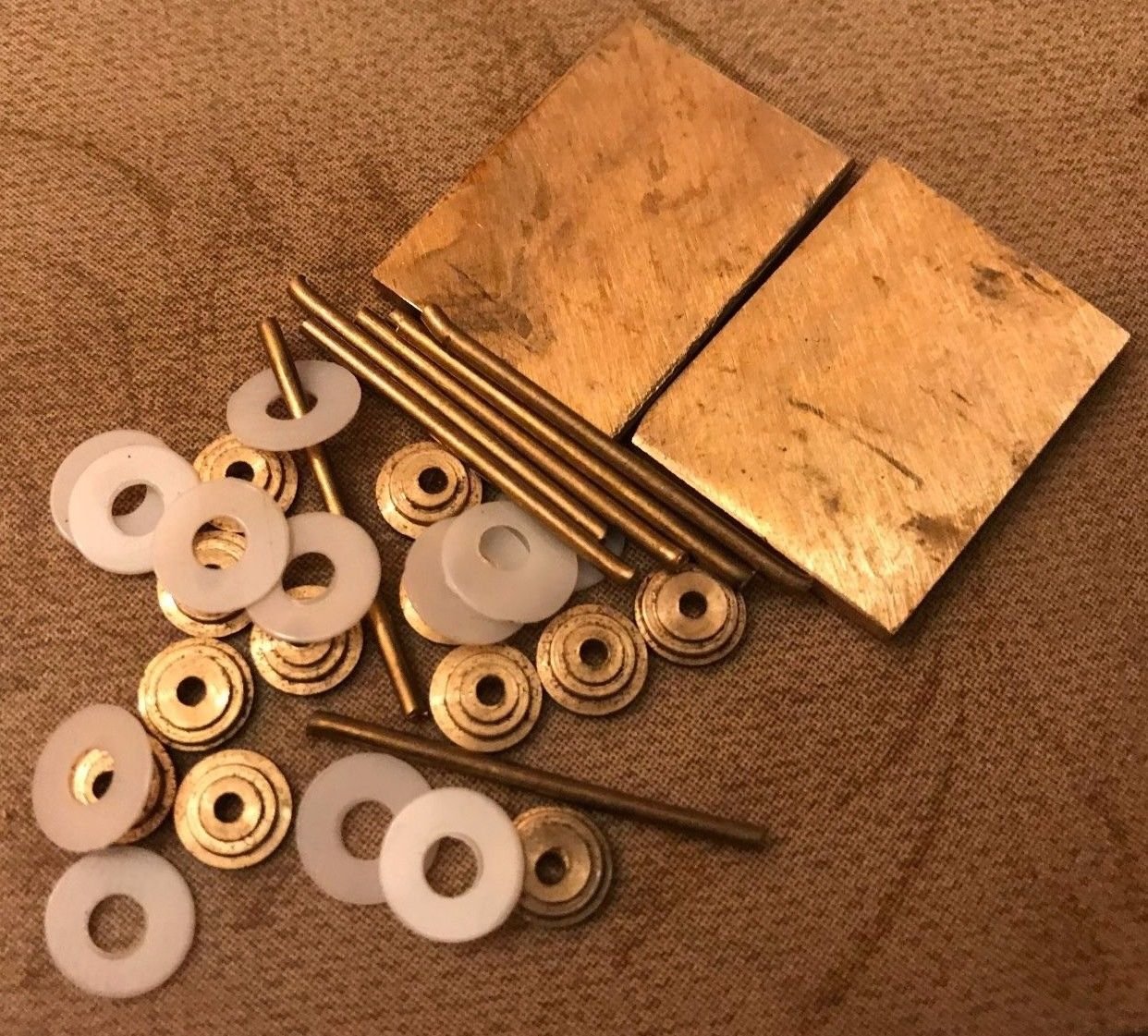 Straight Razor Making Hardware 2 Brass Wedges 12 Collars 8 Brass Pins