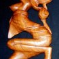 Vintage BALINESE Wood Carved Young Woman Symbol Of Devotion Pray Submission