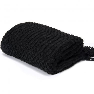 Battilo [Black]Lightweight Knit Patterned Throw Blanket, 50" L x 60" W