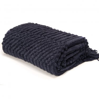 Battilo [Navy] Lightweight Knit Patterned Throw Blanket 50" x 60"