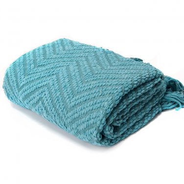 Battilo[Turquoise]Knitted Tweed Plush Throw Blanket 60" L x 50" W