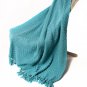 Battilo[Turquoise]Knitted Tweed Plush Throw Blanket 60" L x 50" W