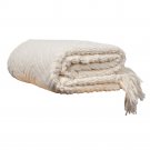 Battilo[White]Knitted Tweed Throw Blanket, 60" L x 50" W