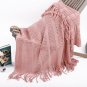 Battilo [Pink, 51''x 5'']Solid Knit Mesh Tassels Throw Blanket Super Soft Warm