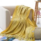 Battilo[Yellow]Decorative Soft Bedding Throw Blanket for Couch Sofa Cover with Fringe