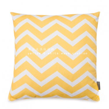 Battilo Home Decorations Cotton Yellow&White Wave Pillow Cushion with Insert 1 Piece