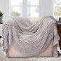 Battilo  (light grey)Charlotte Ruffled Acrylic Soft Decorative Throw Blanket, 51"x67"