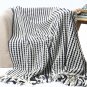 Battilo Navy and White Chain Link Knit Fashion Throw Blanket. 60" x 50"