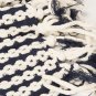 Battilo Navy and White Chain Link Knit Fashion Throw Blanket. 60" x 50"
