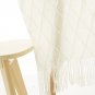 Battilo Geometric Pattered Printed Throw Blanket, White